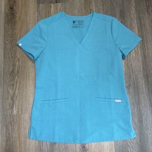 Figs Casma Three Pocket Scrub Top Women's XS Shirt Marine (Cactus Match) PO#1534